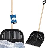 KOTARBAU® Schneeschaufel Schneeschieber 48cm mit Holzstiel Verstärkt...