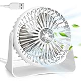 OUILA Mini Leise Ventilator, 3 Geschwindigkeitsstufen Tischventilator mit...