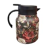 Teekanne – 1000 ml isolierte Thermo-Teekanne | Vintage-Blumenmuster |...