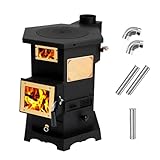 Mini Holzofen, Kaminofen Holzofen mit Schornstein und Backofen, Camping...