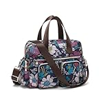 KONO leichte Damen Handtasche mit Blumenmuster, Wasserdichte Henkeltasche,...