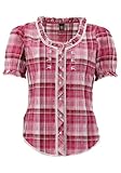 OS Trachten Damen Bluse Kurzarm Trachtenbluse mit Rundhalsausschnitt...