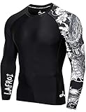 LAFROI Herren Langarm UPF 50+ Kompressionsshirt Rash Guard-CLYYB...