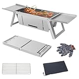TEOV Mini Barbecue Grill 73x21x17,5 cm, Tragbarer klappbarer Edelstahl...