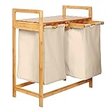 Lumaland Wäschekorb Bambus mit 2 ausziehbaren Wäschesäcken |...