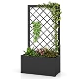 HOMASIS Pflanzkübel mit Rankgitter, Blumenkasten mit Spalier, Pflanzkasten...