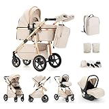 Kakbgee 3-in-1 Buggy Kinderwagen, Reisebuggy Klappbar mit Babyschale,...