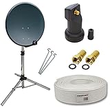 Premium X Camping Satelliten-Komplettanlage 45cm Satelliten-Schüssel...