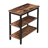 HOOBRO Beistelltisch, Nachttisch mit 3 Ablage, Sofatisch Industriestil,...