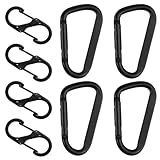 8 STK Karabinerhaken Set, Inkl 4 STK D-Clips Karabinerhaken & 4 STK S...