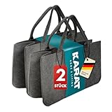 KARAT Filztasche Shopper Holzkorb für Kaminholz, robuste Einkaufstasche...