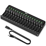 BONAI AA AAA Akku Ladegerät 16 Slot Universal LED Batterieladegerät...