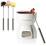 com-four® Premium Schokoladenfondue-Set - Keramikschale mit Teelichthalter...