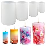 4 Stück Kerzenformen zum Gießen Zylinder Silikonform Kerzen Gießen 3D...