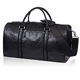 seyfocnia PU-Leder Reisetasche, Schwarz, Extra Large, Duffelbag,...