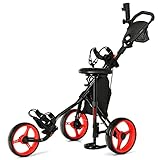 COSTWAY Golf Trolley, Golftrolley 3 Rad klappbar,Golfwagen| mit Golf Scorer...