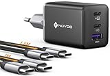 NOVOO 67W USB C Ladegerät 3-Port GaN Ⅲ USB C Netzteil Schnellladegerät...