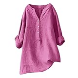 Damen Leinenbluse Sommer Kurzarm Oversize Trachtenbluse Modern Kurzarm:...