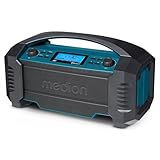 MEDION E66050 DAB+ Baustellenradio (Integrierter Akku, IP54 Schutz gegen...