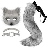 hbbhml Pelzige Katze Fuchs Maske Wolf Schwanz Karneval Halloween Party...