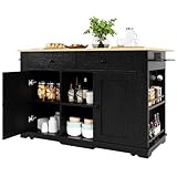 Multifunktionaler rollbarer Kücheninselwagen mit faltbarem Esstisch,...