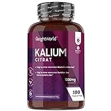 Kalium Tabletten - 1000mg je Tagesdosis - 180 Kaliumcitrat Tabletten für 3...