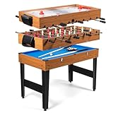 HOMASIS 3 in 1 Spieltisch inkl. Zubehör, Multigame-Tisch mit Tischkicker...