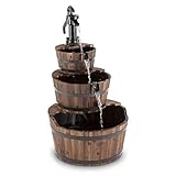 Blumfeldt Cascada 2G Gartenbrunnen im Holzbottich-Look - Wasserdurchfluss:...