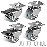50mm Möbelrollen mit Sicherheitsbremse 4er Set Schwerlastrollen (2 mit...