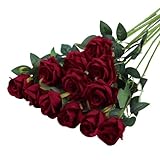 12 Stücke Kunstblumen Seidenblumen Rosen 51 * 7cm Kunstblumen Blätter und...