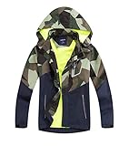 LAUSONS Kinder Gefütterte Regenjacke Jungen Camouflage Wasserdicht Jacke...