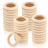40 Stück Holzringe zum Basteln, Natürliche Holz Ringe, Makramee Ringe...