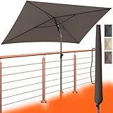 4smile Sonnenschirm Balkon 200x125 cm mit Schirmhülle, Taupe - UV50+...