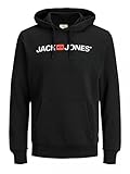 JACK & JONES Herren Kapuzenpullover (Schwarz (Corp 054 Black-White, L))