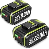 2 Stück 8000mAh WA3553 Ersatzakku für Worx Akku 20V Li-Ion Akku...