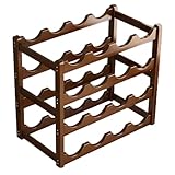 Weinregal für 20 Flaschen, rustikales Weinregal aus Holz, 4-stöckig,...