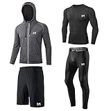 MEETYOO Herren Kompressionsshirt Set, Schwarz-langarm, XL EU