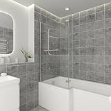 NRG L-förmige Badewannenabtrennung mit Scharnierrücklauf und...