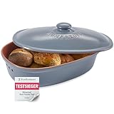 Römertopf Brottopf MAXI aus Naturton – Ovaler Brotbehälter zur...