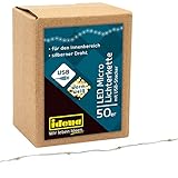 Idena 30257 - LED Micro Lichterkette mit 50 LEDs in Warmweiß, mit USB...