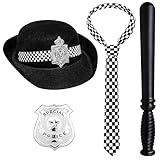 5 Stück Polizei Kostüm Zubehör, Polizei Kostüm Set Mit Polizeimütze...