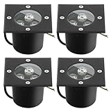 Goodia Bodeneinbaustrahler Aussen, 4Stk. 3W Bodenstrahler Außen 230V AC...