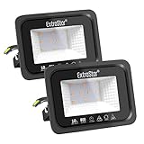 EXTRASTAR 10W LED Strahler Außen 2 Stücke,800LM 3000K Warmweiß Superhell...