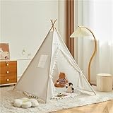 Herfair Tipi Zelt für Kinder Spielzelt mit Filzkugel Indoor Spielhaus...