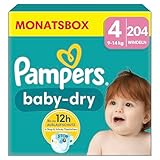 Pampers Windeln Größe 4 (9-14kg) Baby-Dry, Maxi, MONATSBOX, bis zu 12...