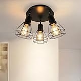 Unikcst LED Deckenstrahler 3 Flammig Schwarz E27 Deckenlampe LED Schwenkbar...