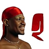 2er-Pack Seiden-Durag für Damen und Herren, seidiger Satin, Rot,...