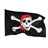 Aricona Piratenflagge - Fahne mit Totenkopfdesign mit Messing-Ösen - 90 x...