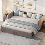 Tagesbett Ausziehbar 90/180x200 cm, Schlafcouch Polsterbett Ausziehbar mit...