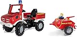 Rolly Toys Unimog Feuerwehr Tretauto (mit Anhänger ab 3 Jahren,...